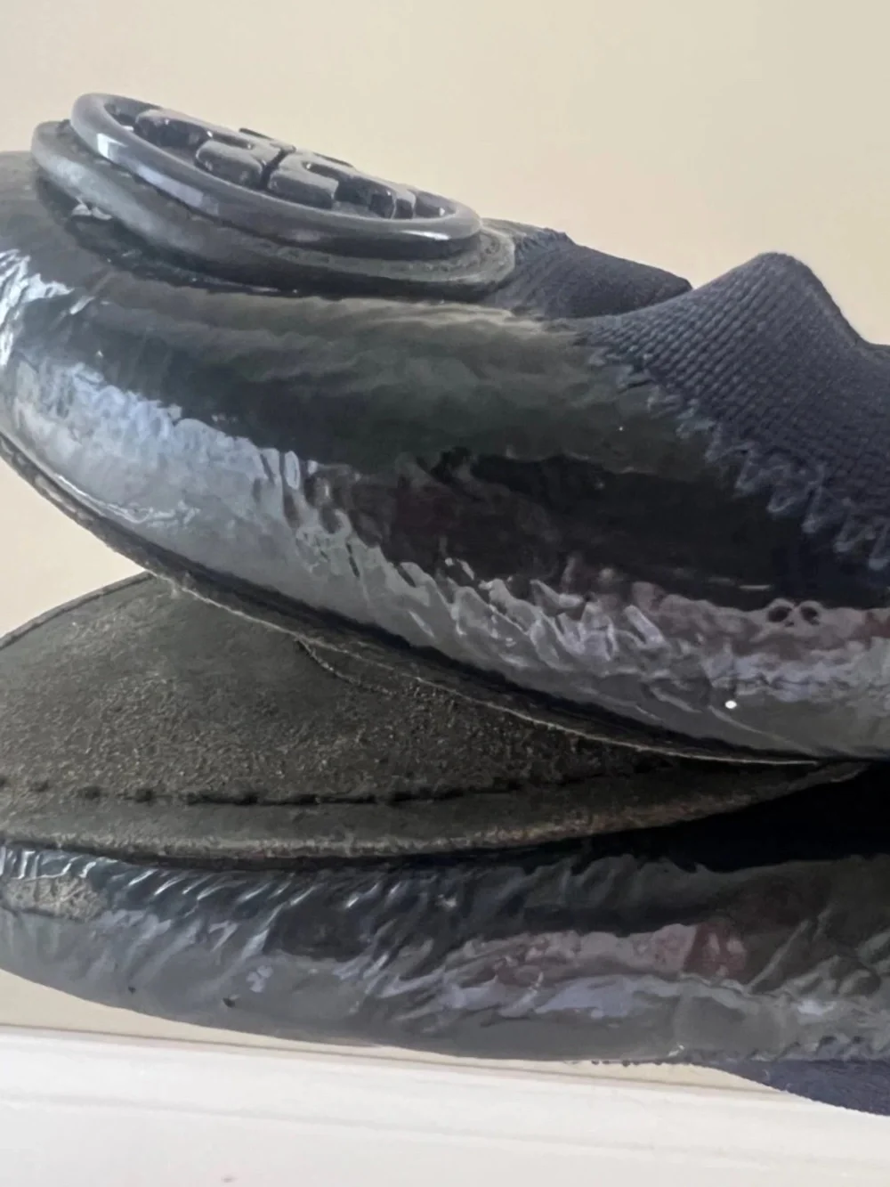Tory Burch Caroline Ballet Flats Shoes Womens Size 8.5 Black Patent Leather